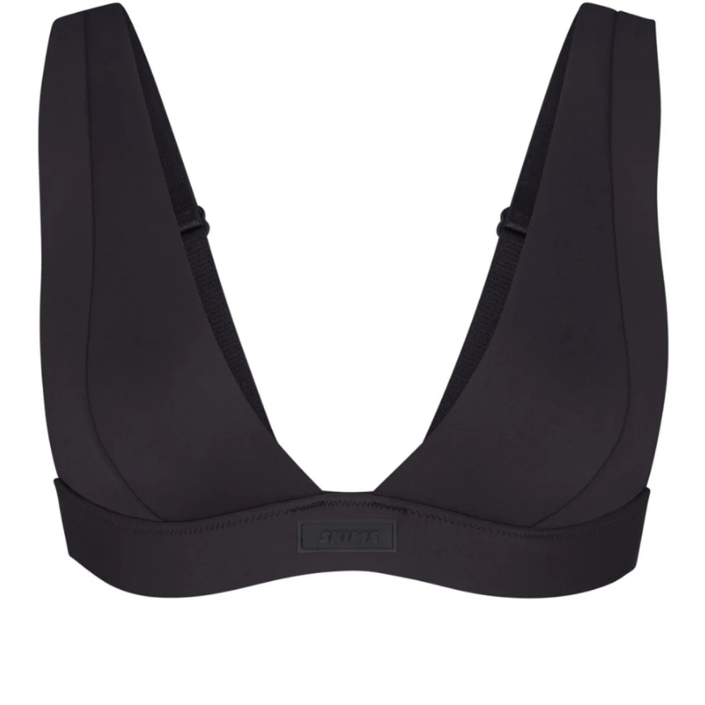 Skims Signature Swim Plunge Bikini Top Onyx S